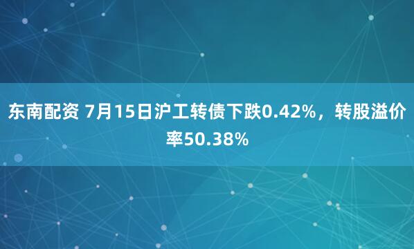 东南配资 7月15日沪工转债下跌0.42%，转股溢价率50.38%